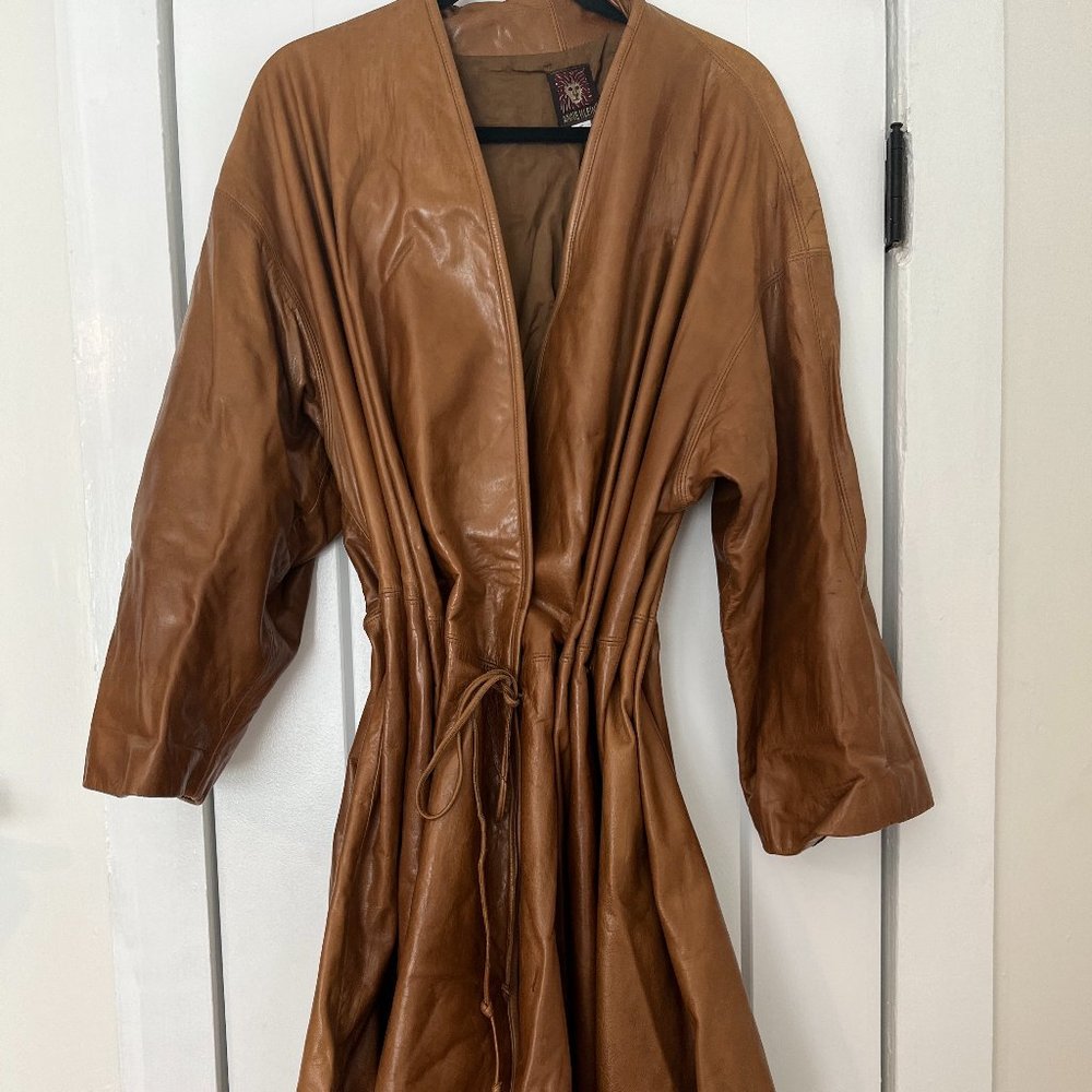 Anne Klein Congac Leather Trench